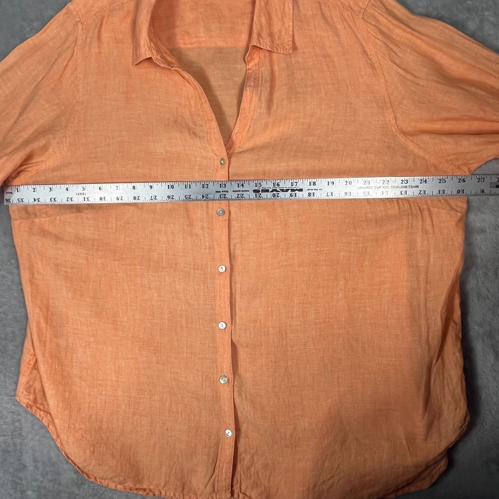 Sigrid Olsen 100% Linen Coral Button Up Shirt XL Roll Tab Sleeve Lagenlook Money - Picture 6 of 8